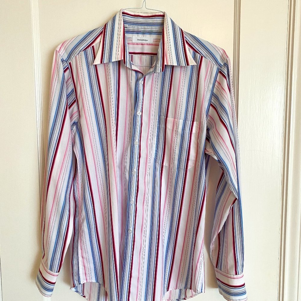 Long Sleeve Shirt - Ermenegildo Zegna- Slim - 42/16.5 - 34/35 sleeve - Striped